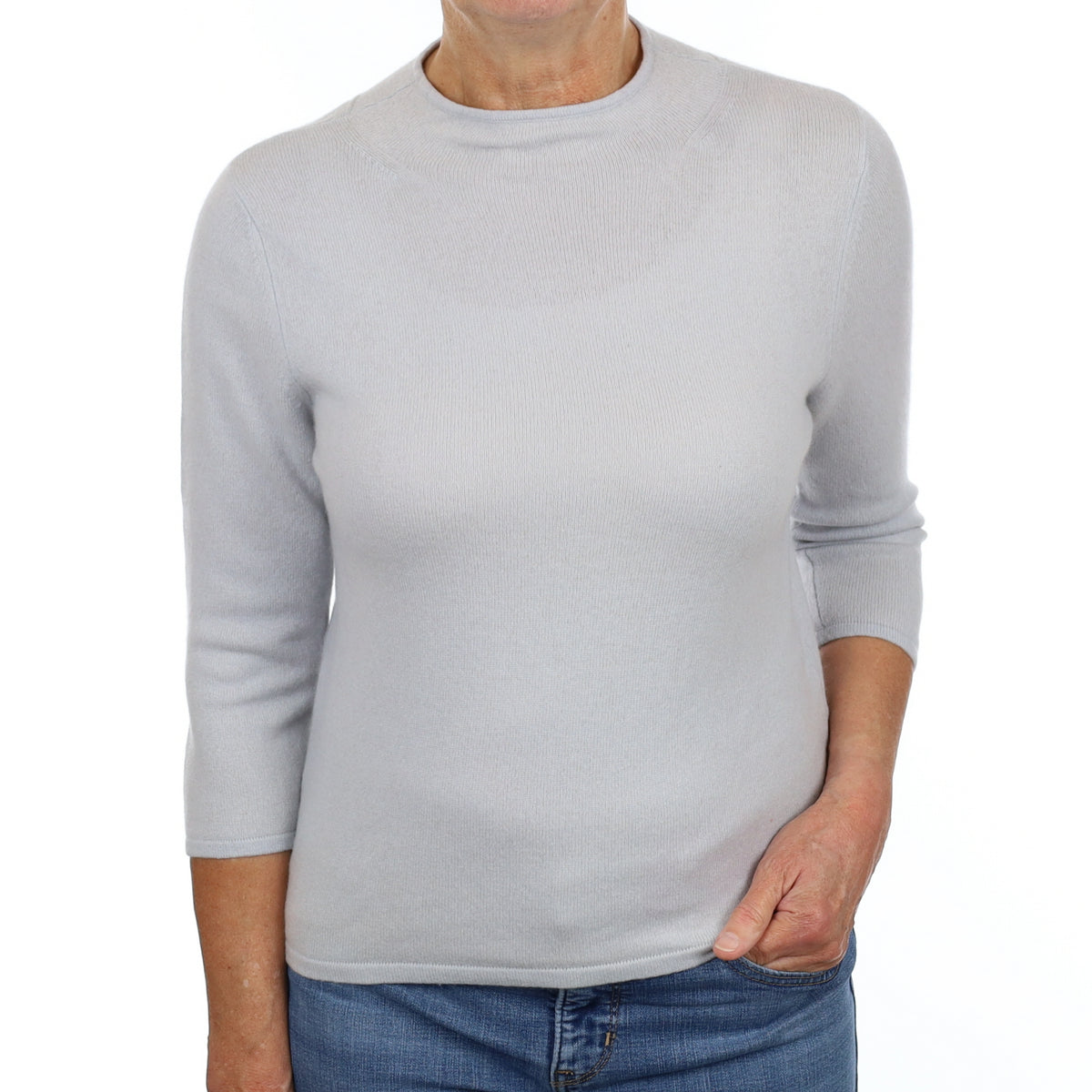 Pale Blue Cashmere Turtle Neck Jumper Medium
