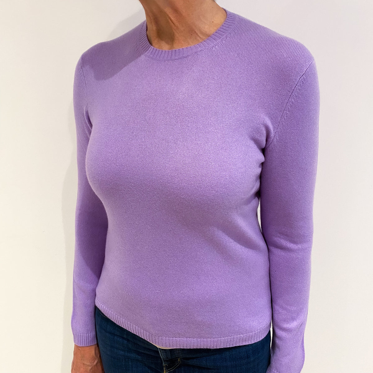 Lavender Purple Cashmere Crew Neck Jumper Medium