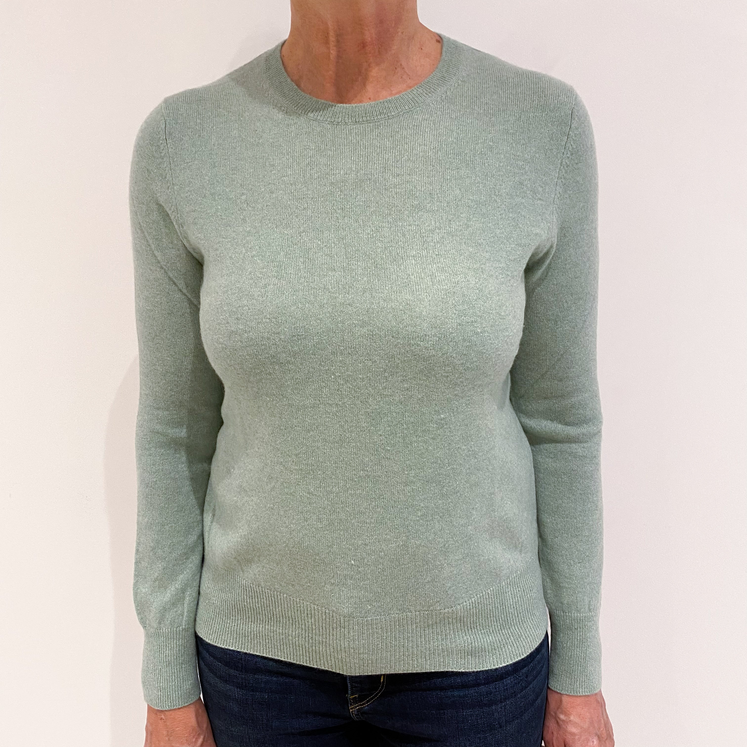 Pickle Green Cashmere Crew Neck Jumper Medium