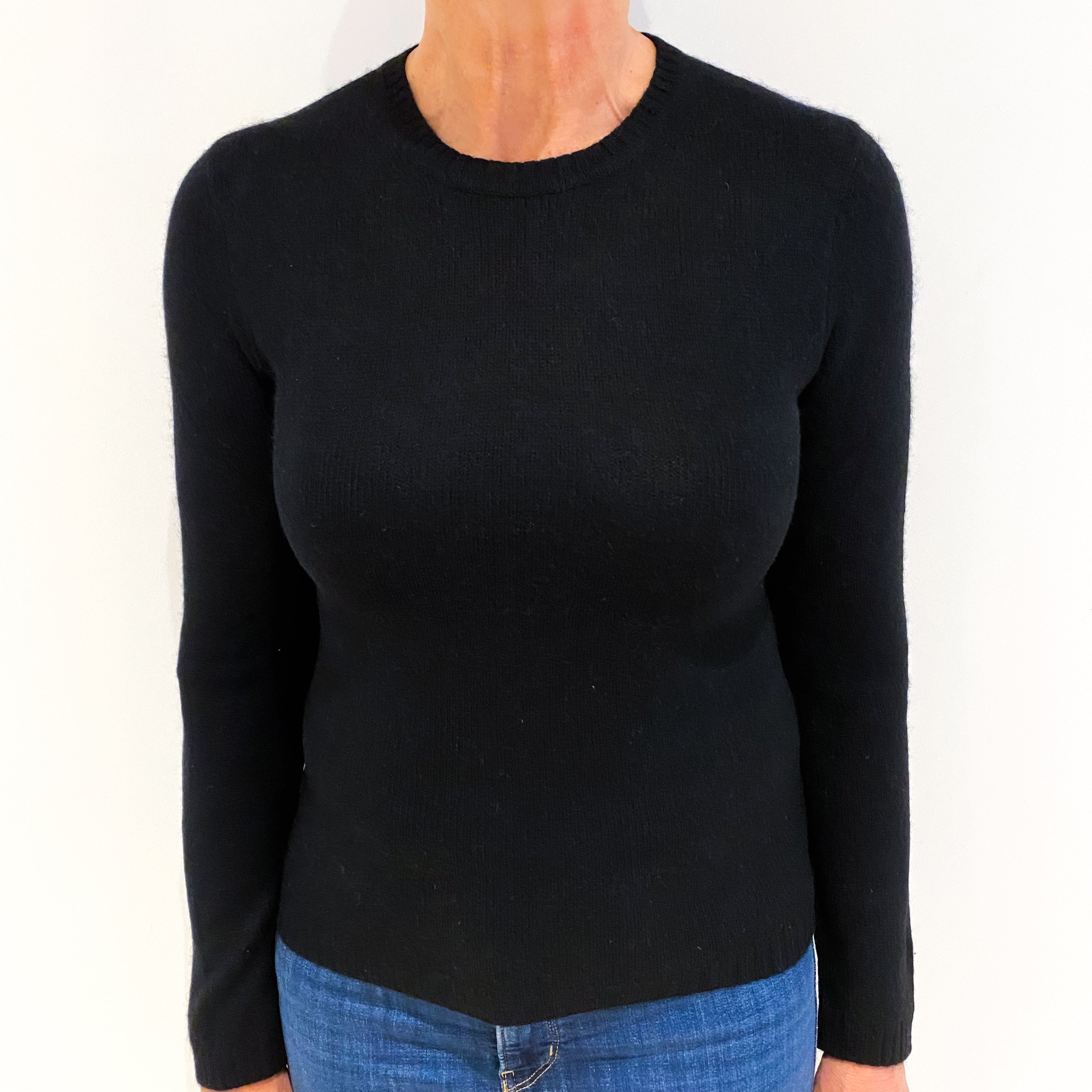 Black Cashmere Crew Neck Jumper Medium