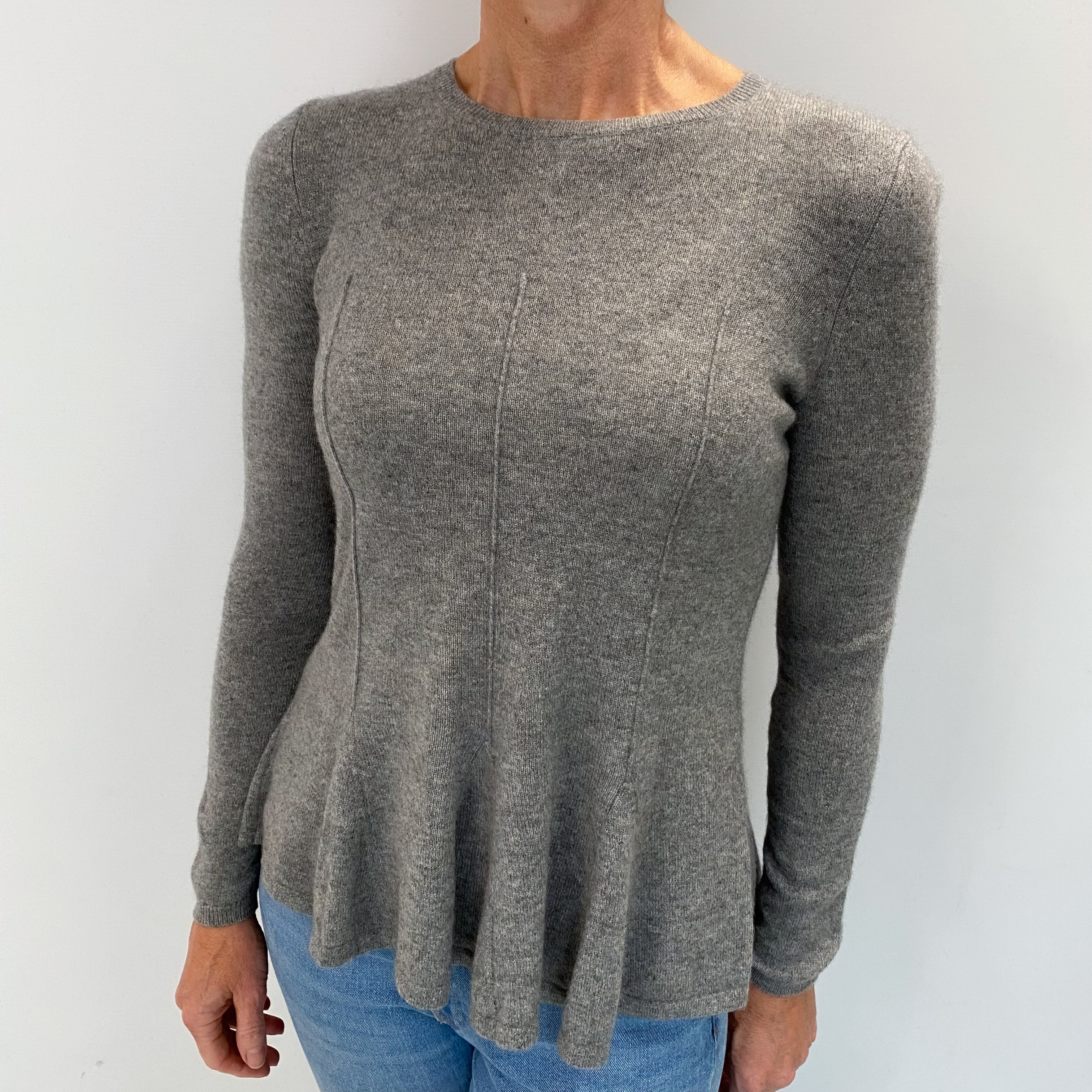 Ash Grey Cashmere Crew Neck Jumper Small