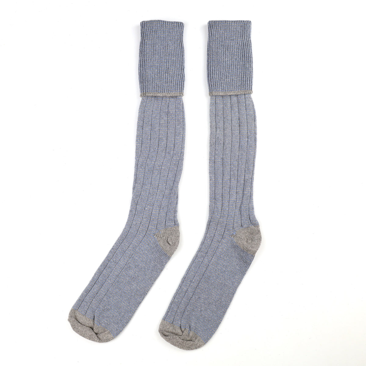 Men's Brand New Scottish Grey and Hazy Blue Cashmere Shooting Socks UK 9-11