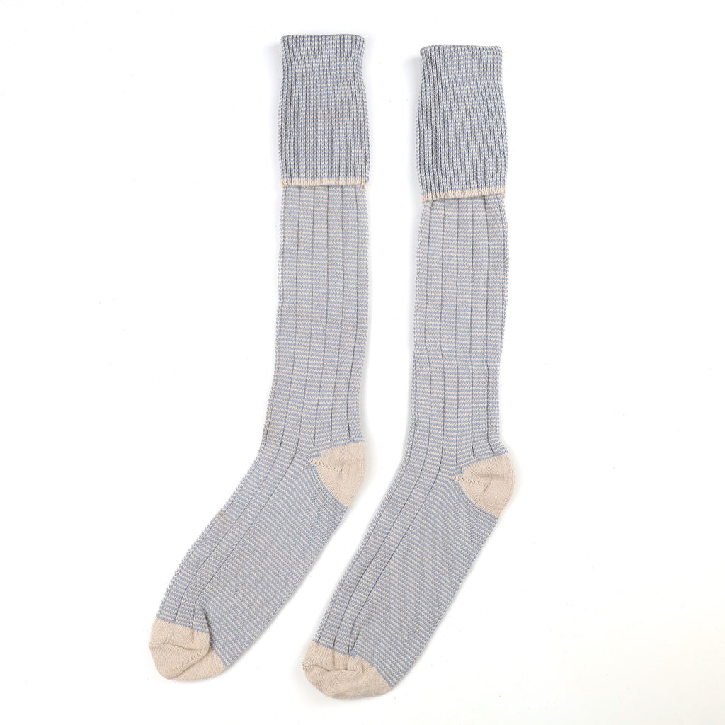 Men's Brand New Scottish Oatmeal and Hazy Blue Cashmere Shooting Socks UK 9-11