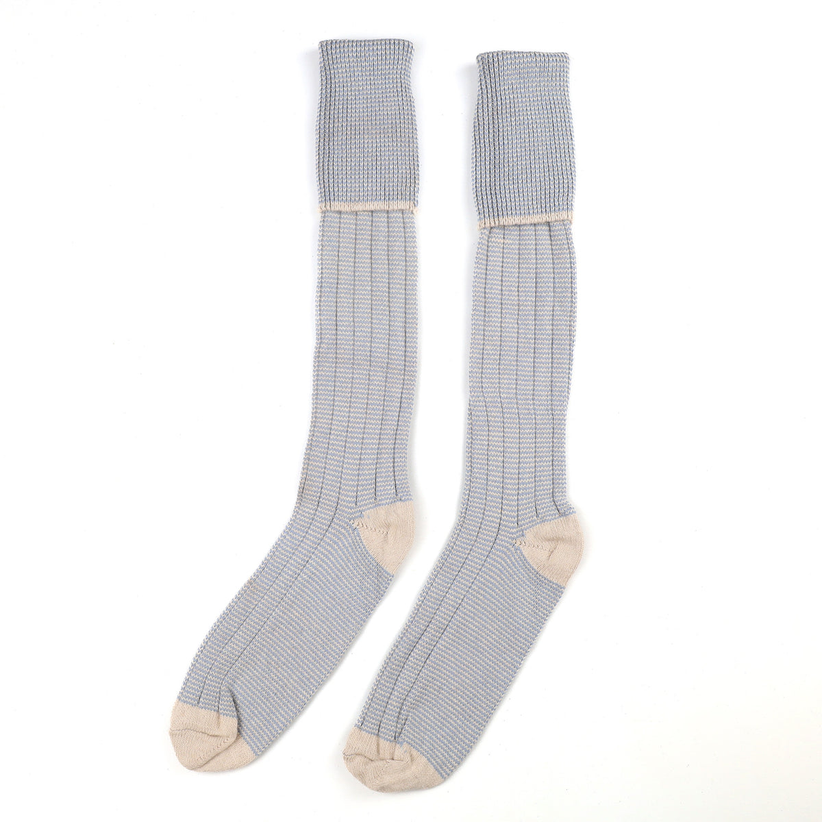Men's Brand New Scottish Oatmeal and Hazy Blue Cashmere Shooting Socks UK 9-11