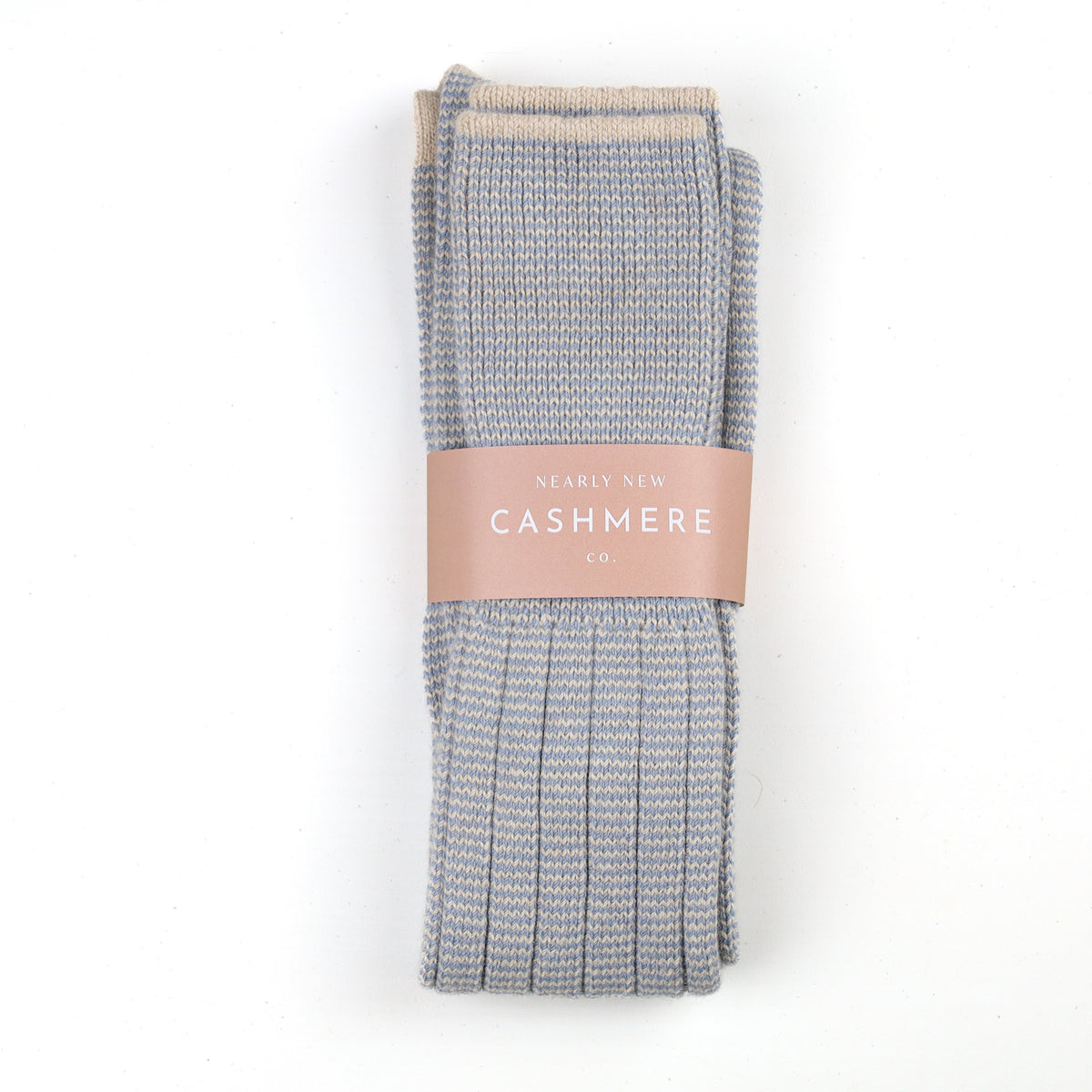 Men's Brand New Scottish Oatmeal and Hazy Blue Cashmere Shooting Socks UK 9-11