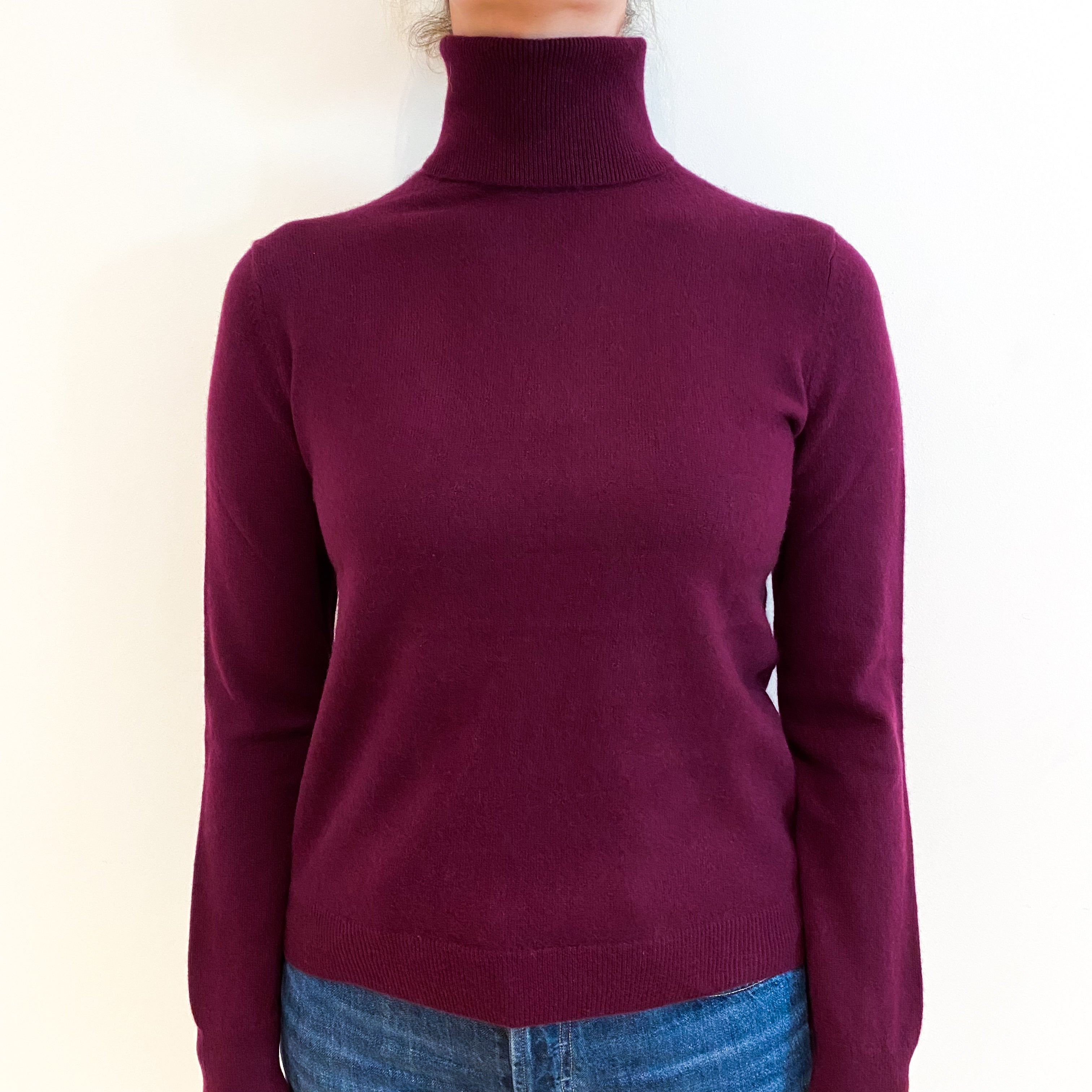 Mulberry Purple Cashmere Polo Neck Jumper Small
