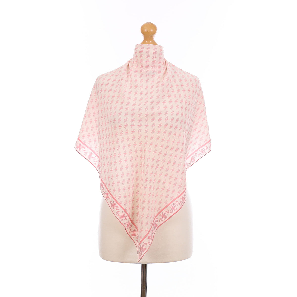 Jaeger Pink and Ivory Vintage Silk Scarf