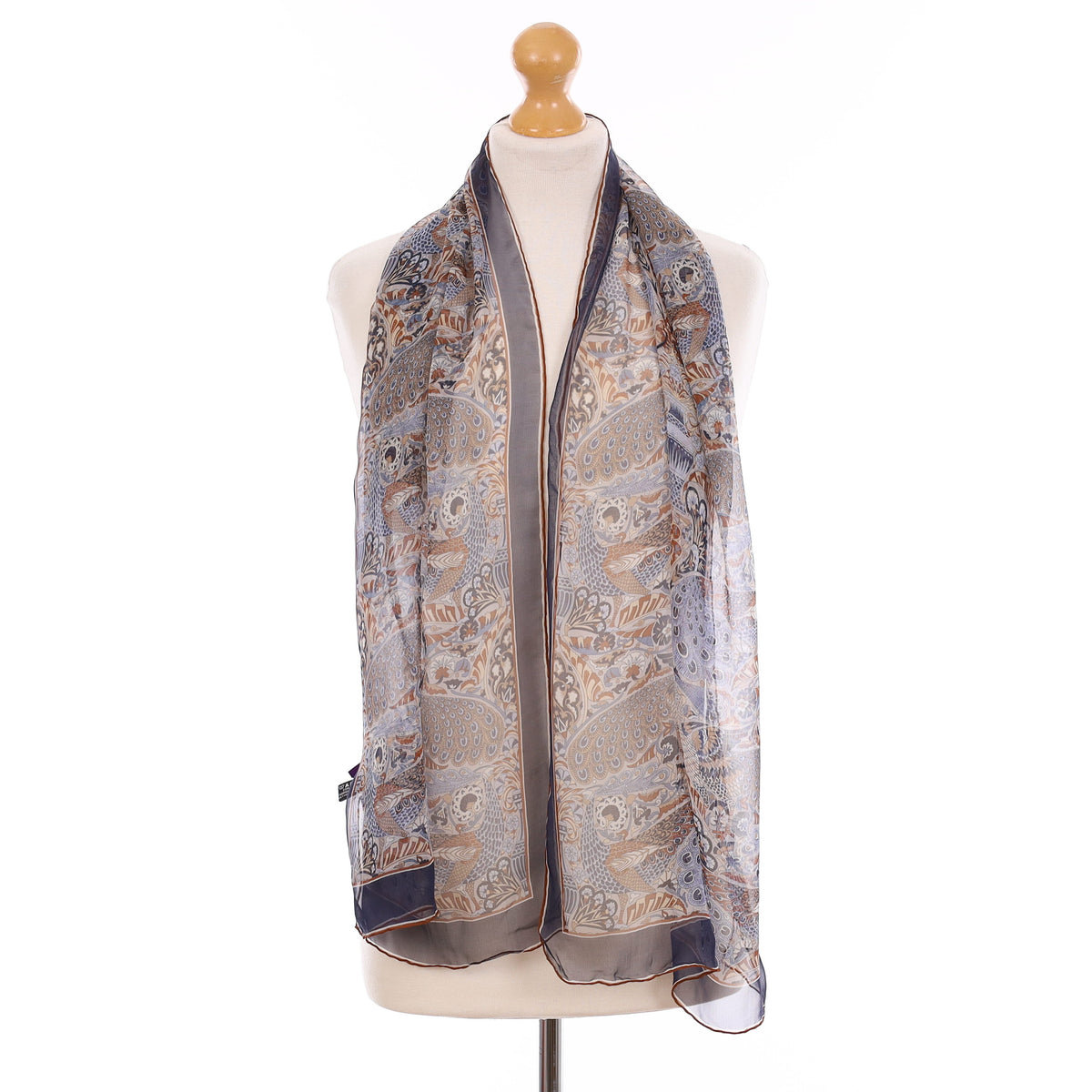 Brand New Liberty Blue Peacock Silk Scarf