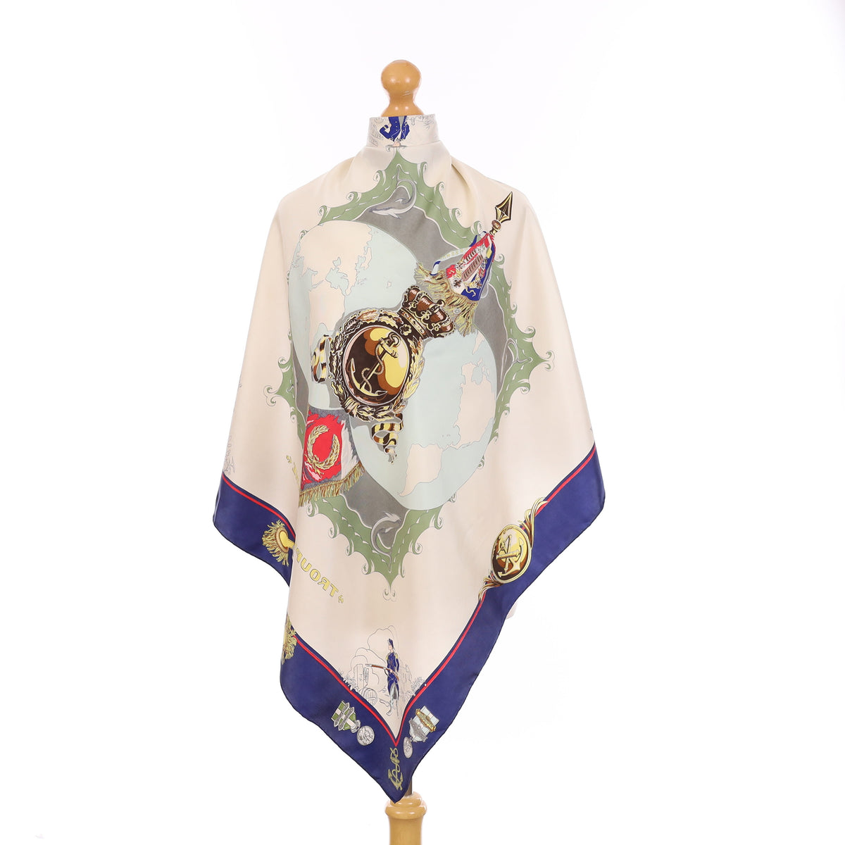 L R. Paris Nautical Theme Vintage Silk Scarf
