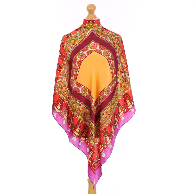 Marina D’Este Colourful Satin Vintage Silk Scarf
