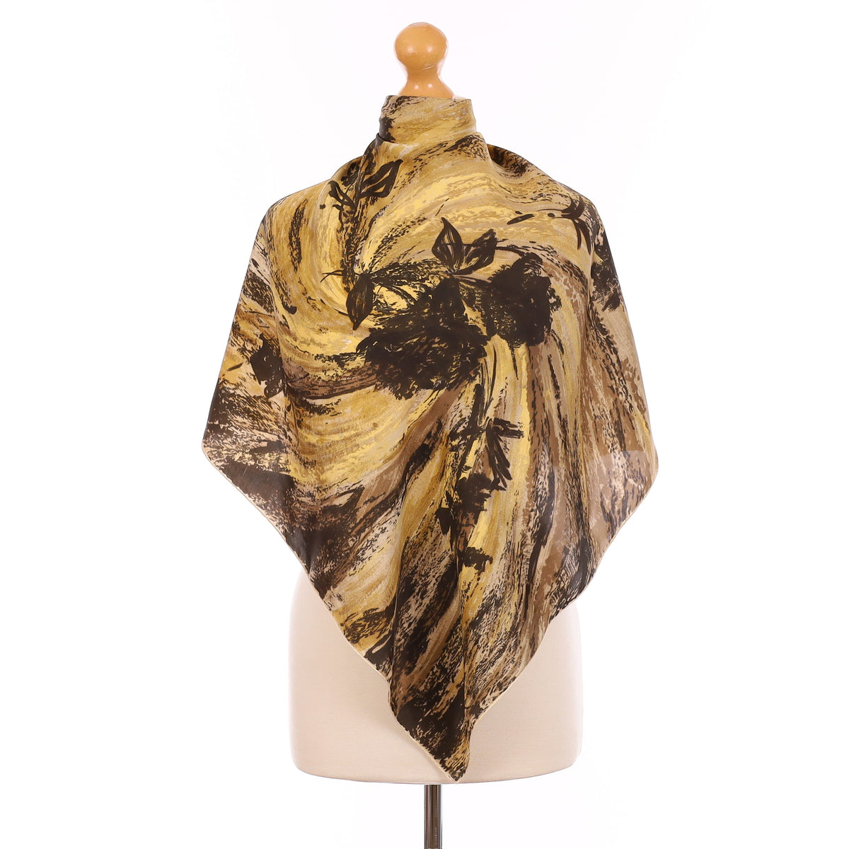 Bronze Floral Vintage Silk Scarf