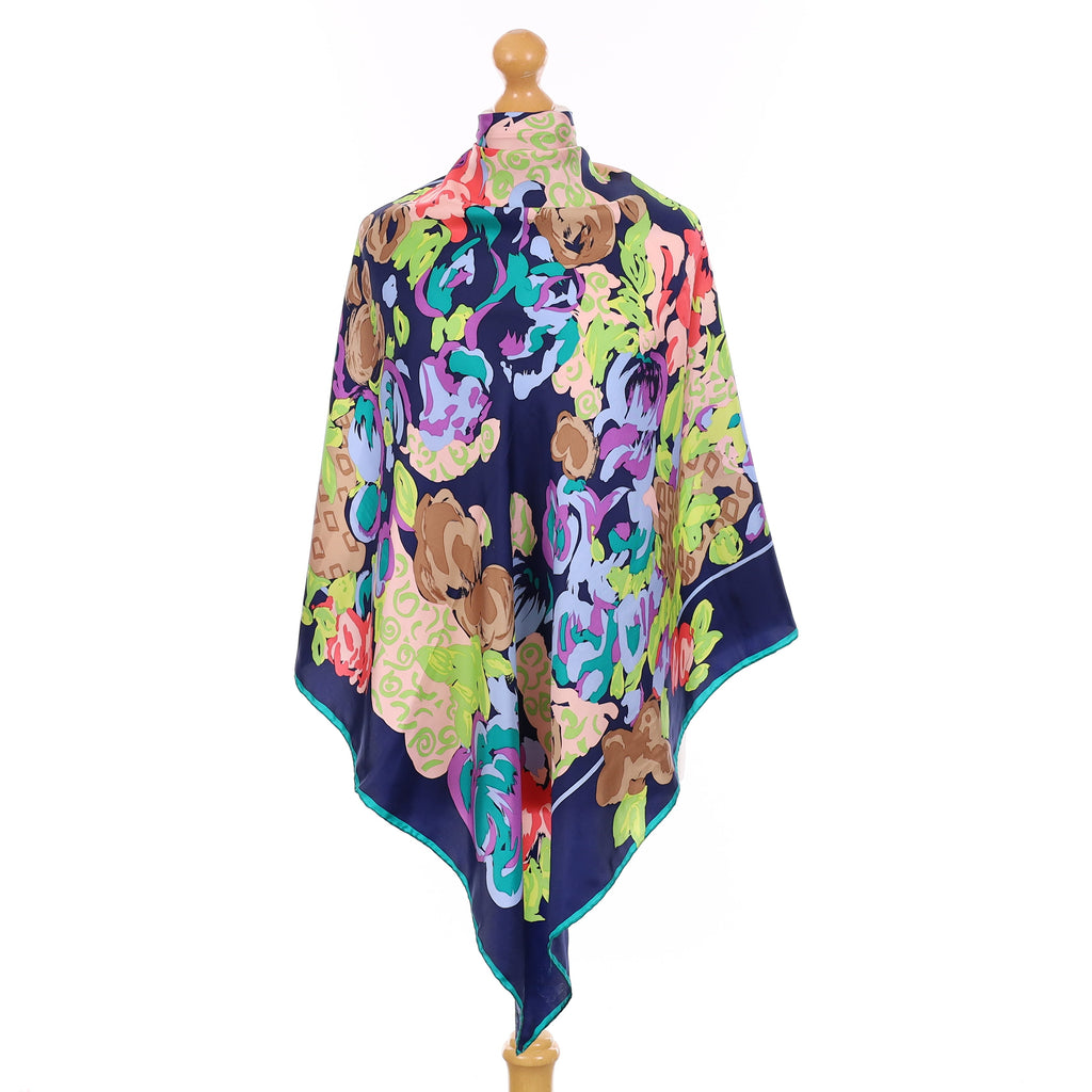 Clelia and Romy Fluorescent Floral Vintage Silk Scarf