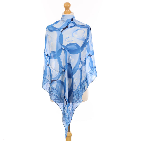 Aquascutum Blue Geometric Vintage Silk Scarf