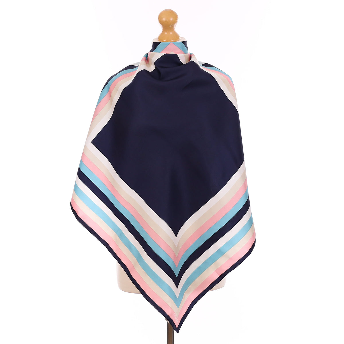 Jaeger Navy Striped Vintage Italian Silk Scarf