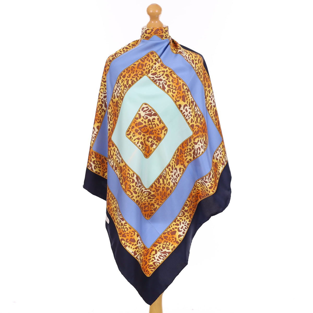 Basile Blue Geometric Silk Scarf
