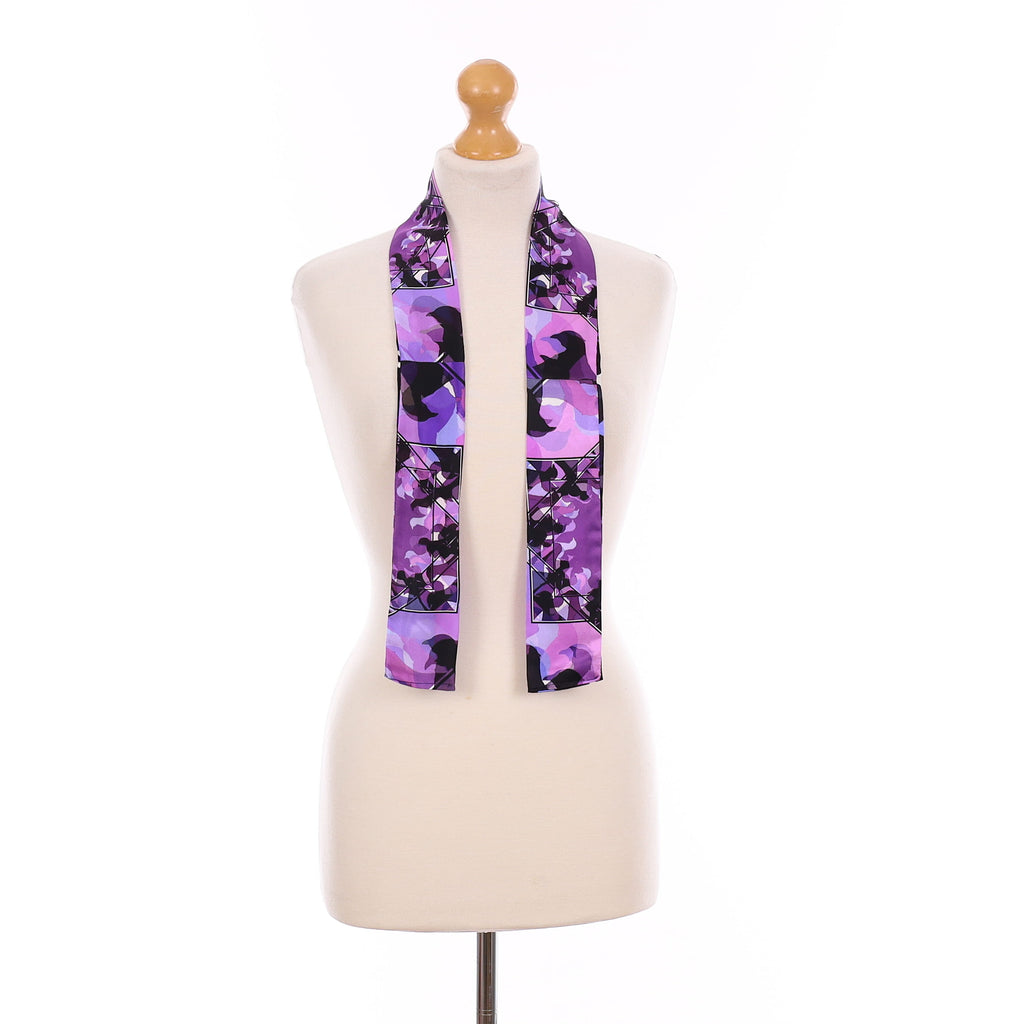 Brand New Bernie & Blue Purple Abstract Silk Twilly
