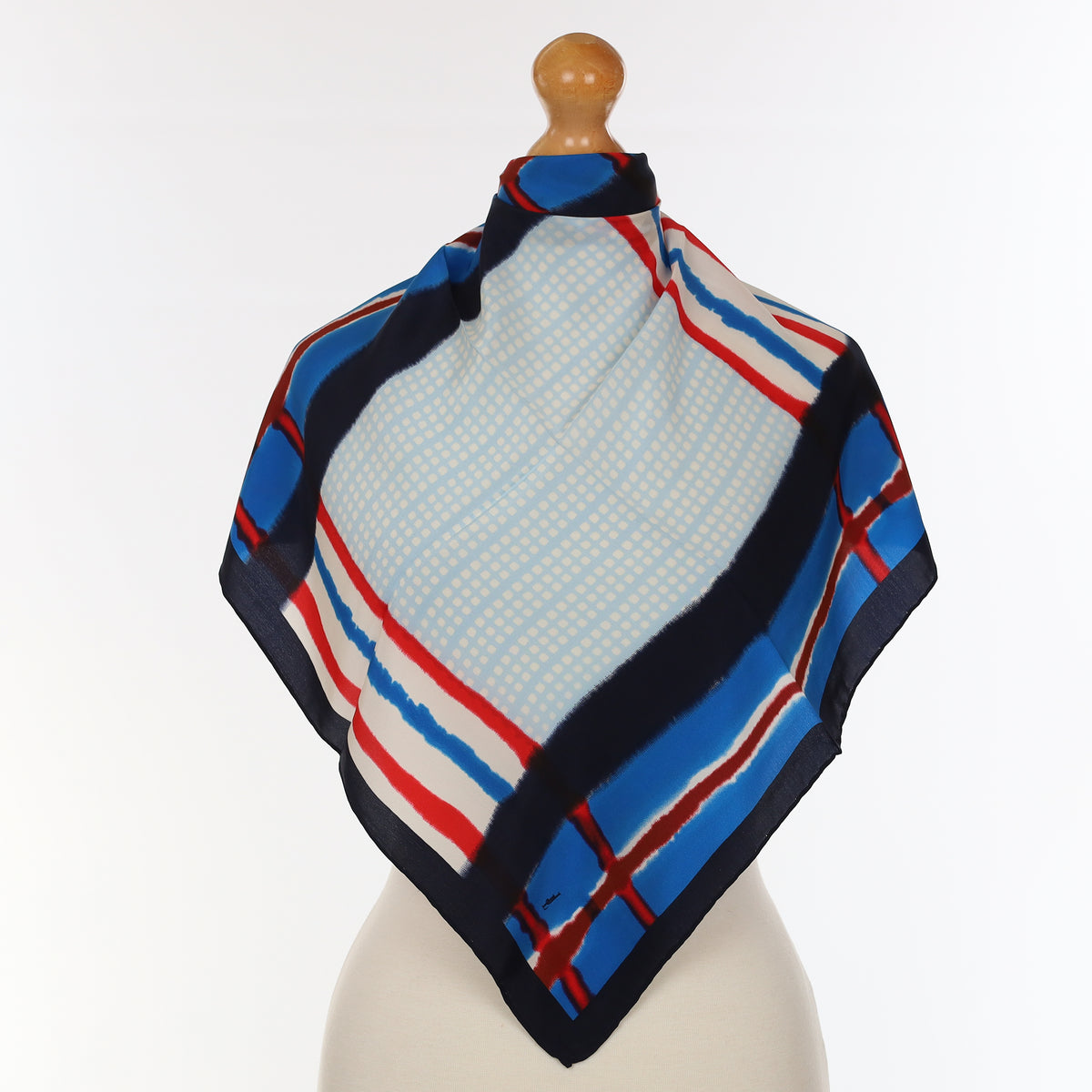 Brand New Blue and Red Stripe Silk Scarf