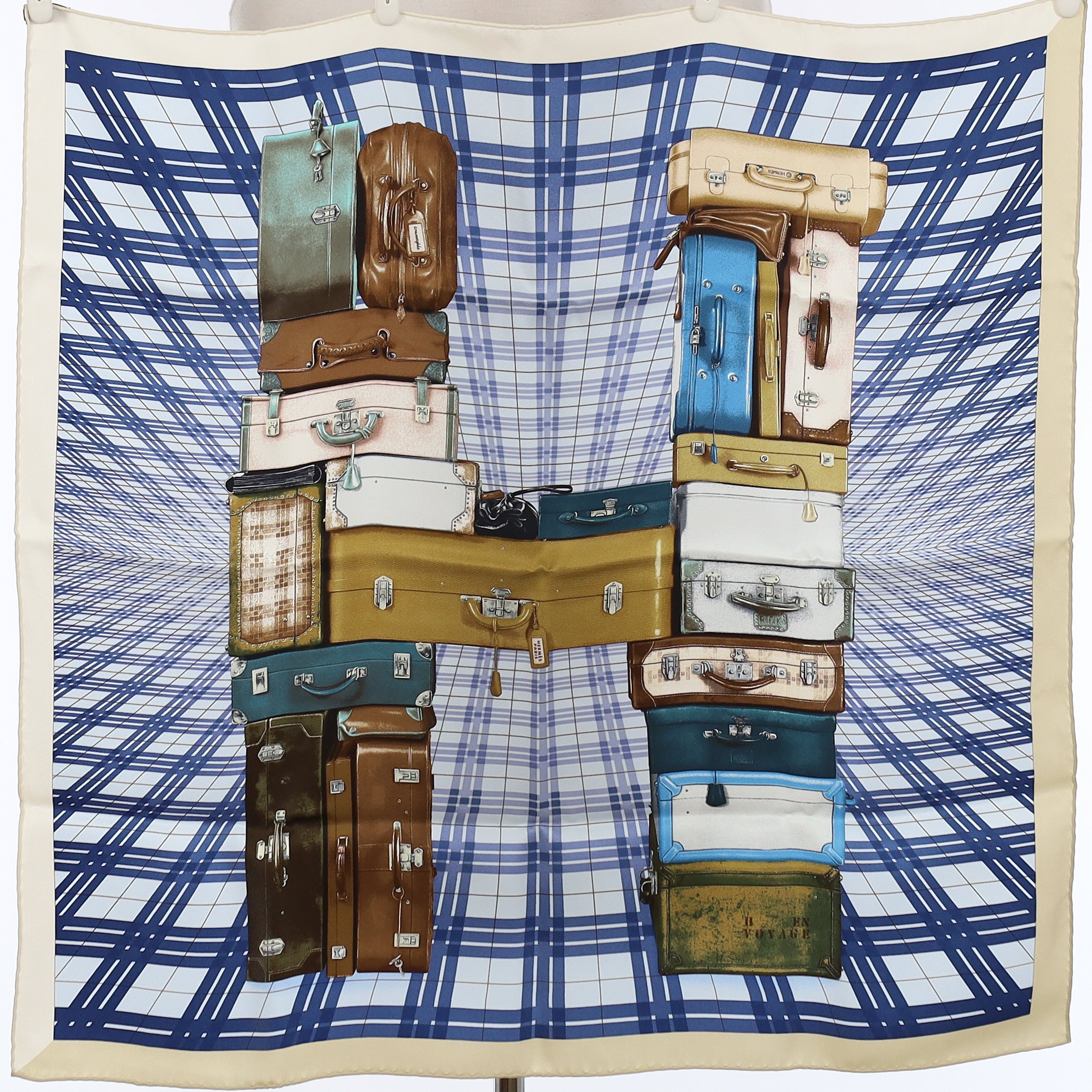Brand New Boxed Hermès 70 H en Voyage Silk Scarf Quite Rare