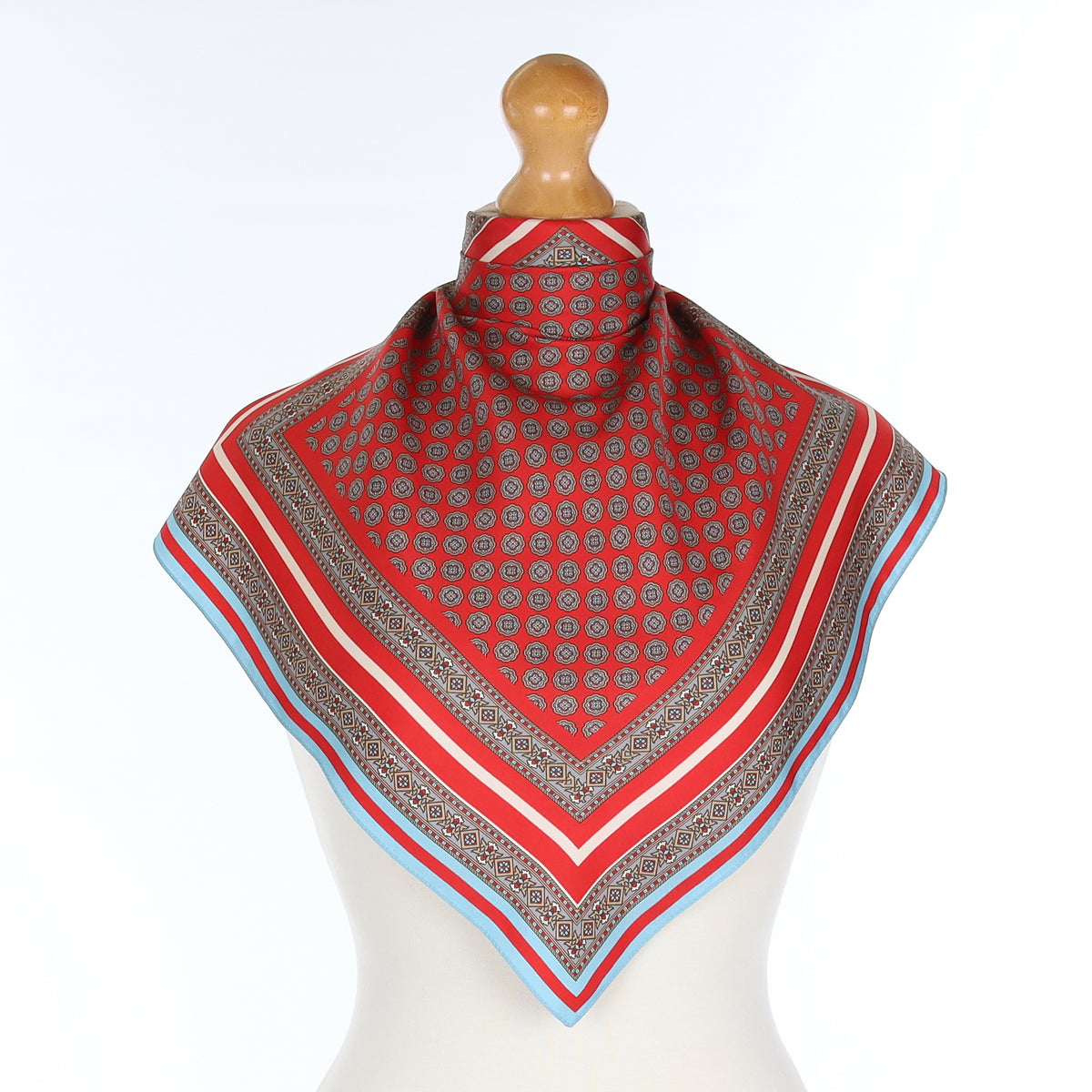 J Crew Red and Blue Pattern Silk Scarf