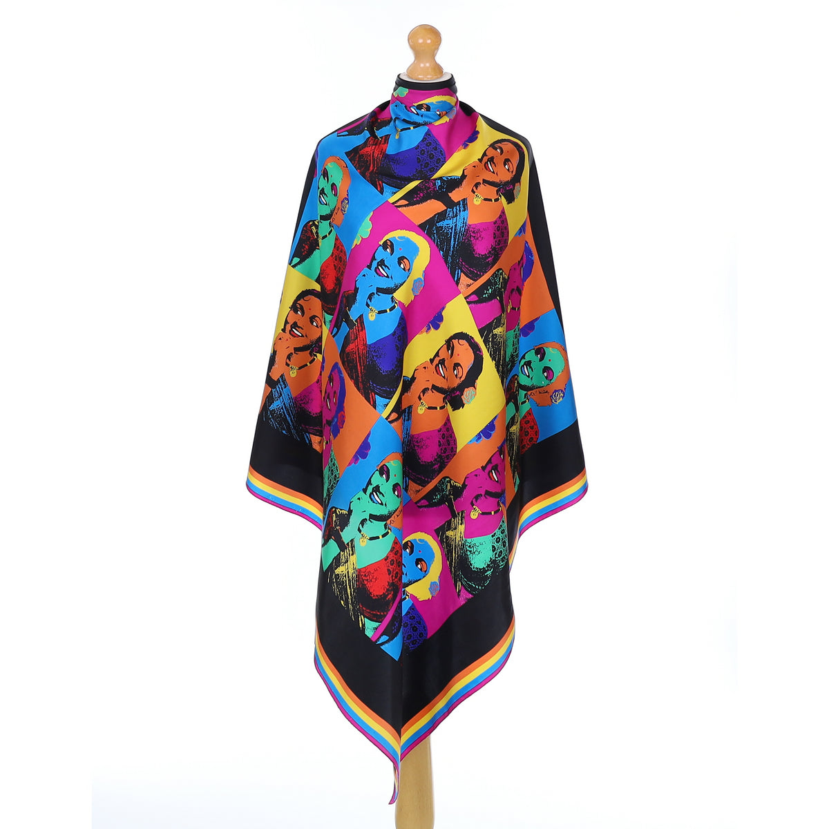 Striking Multicolour Portrait Silk Scarf