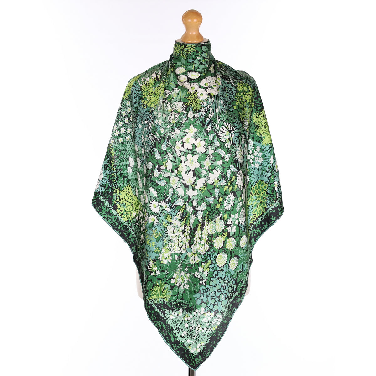 Pristine Beckford Silk Green Floral Silk Scarf