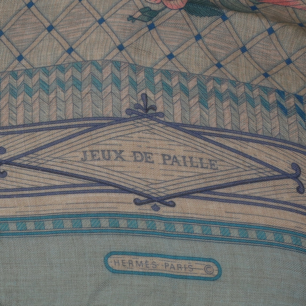 Boxed Hermès Jeux de Paille Silk and Cashmere Scarf