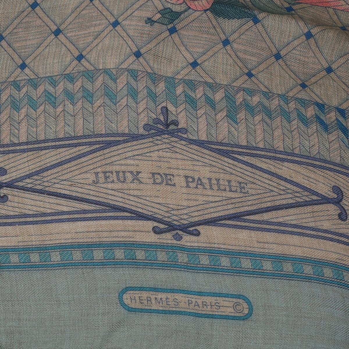 Boxed Hermès Jeux de Paille Silk and Cashmere Scarf