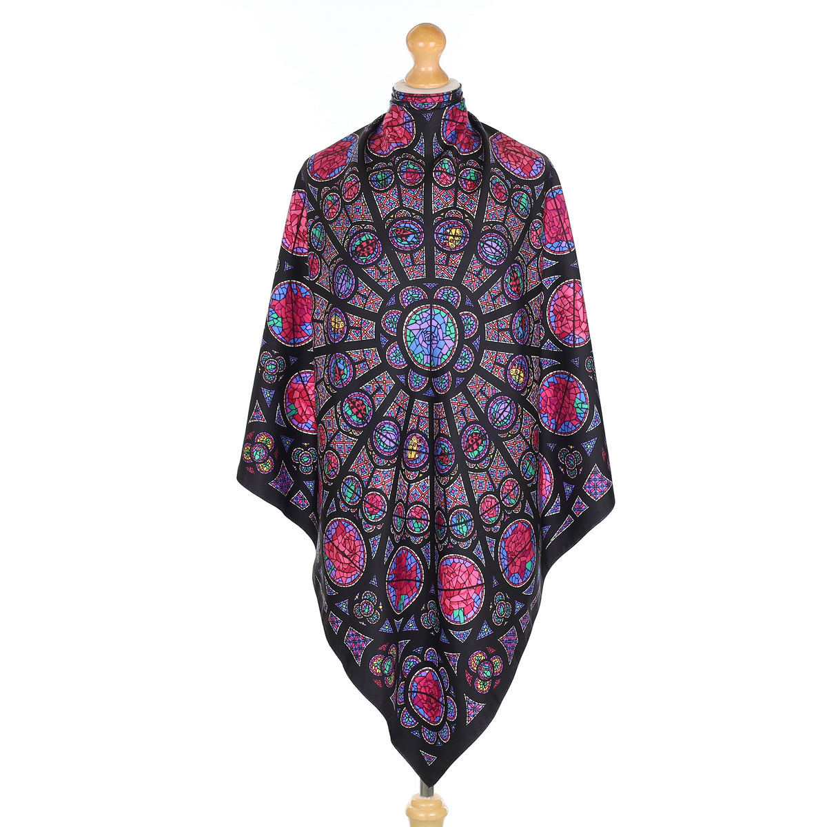 Black Stained Glass Effect Vintage Silk Scarf