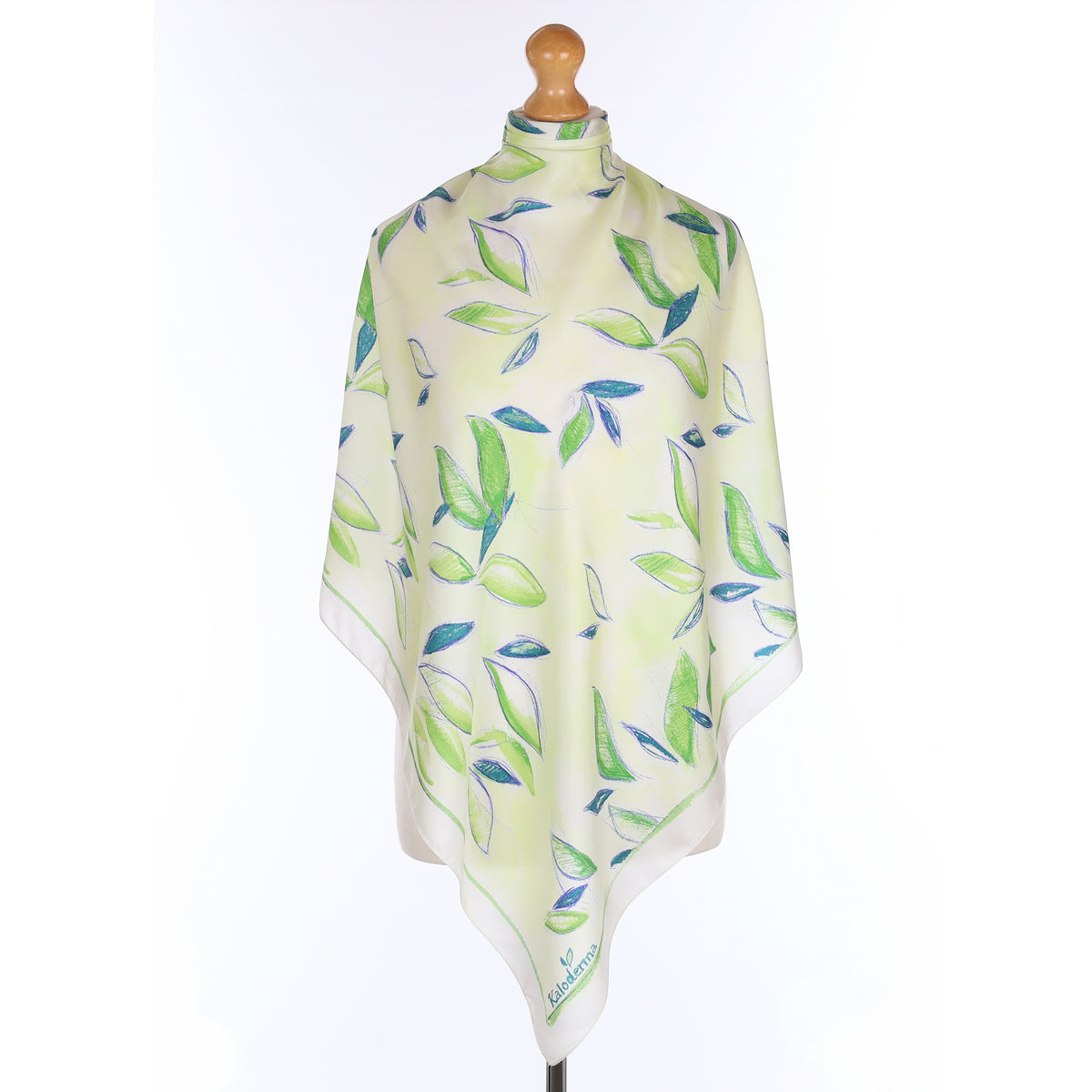 Green Leaf Design Silk Scarf