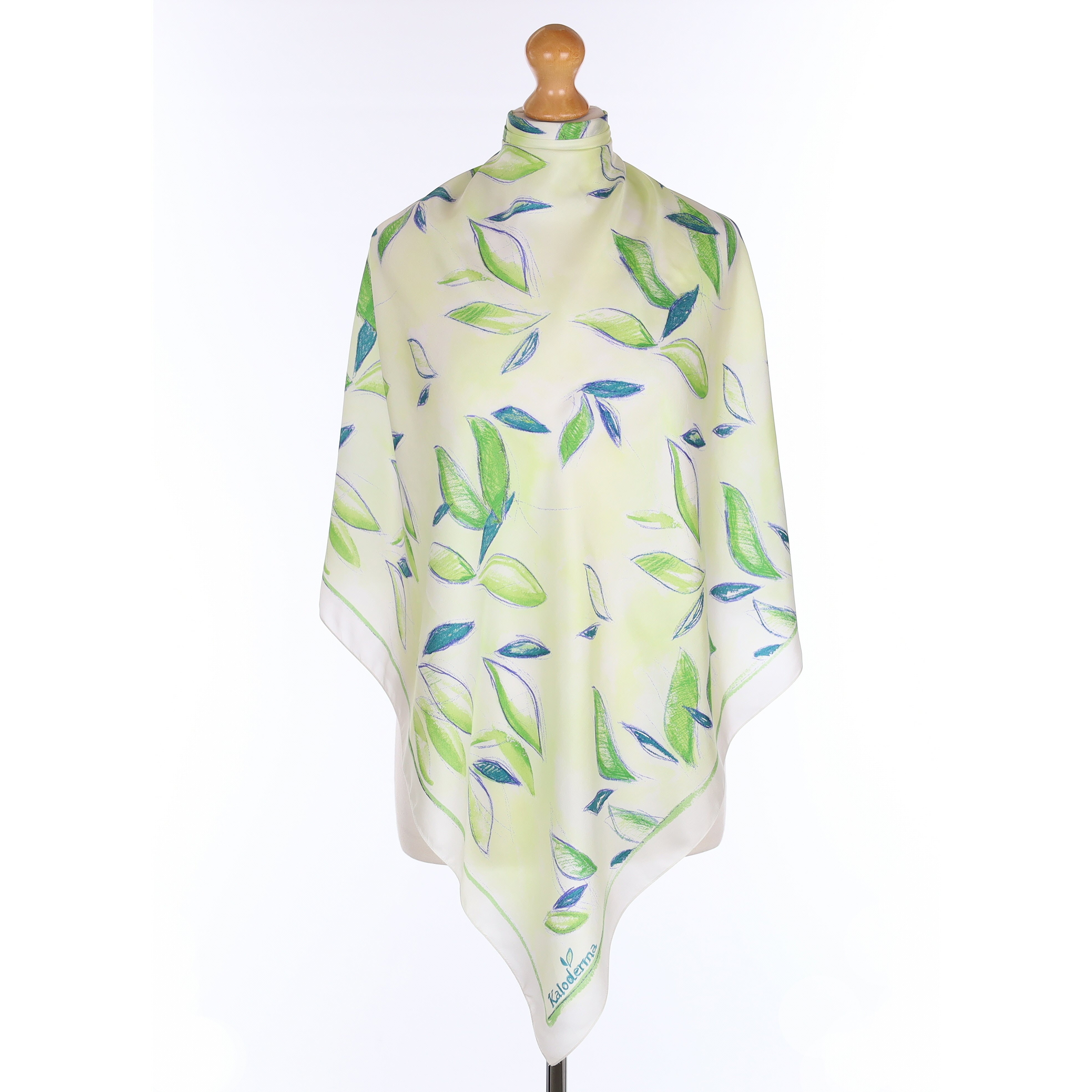 Green Leaf Design Silk Scarf