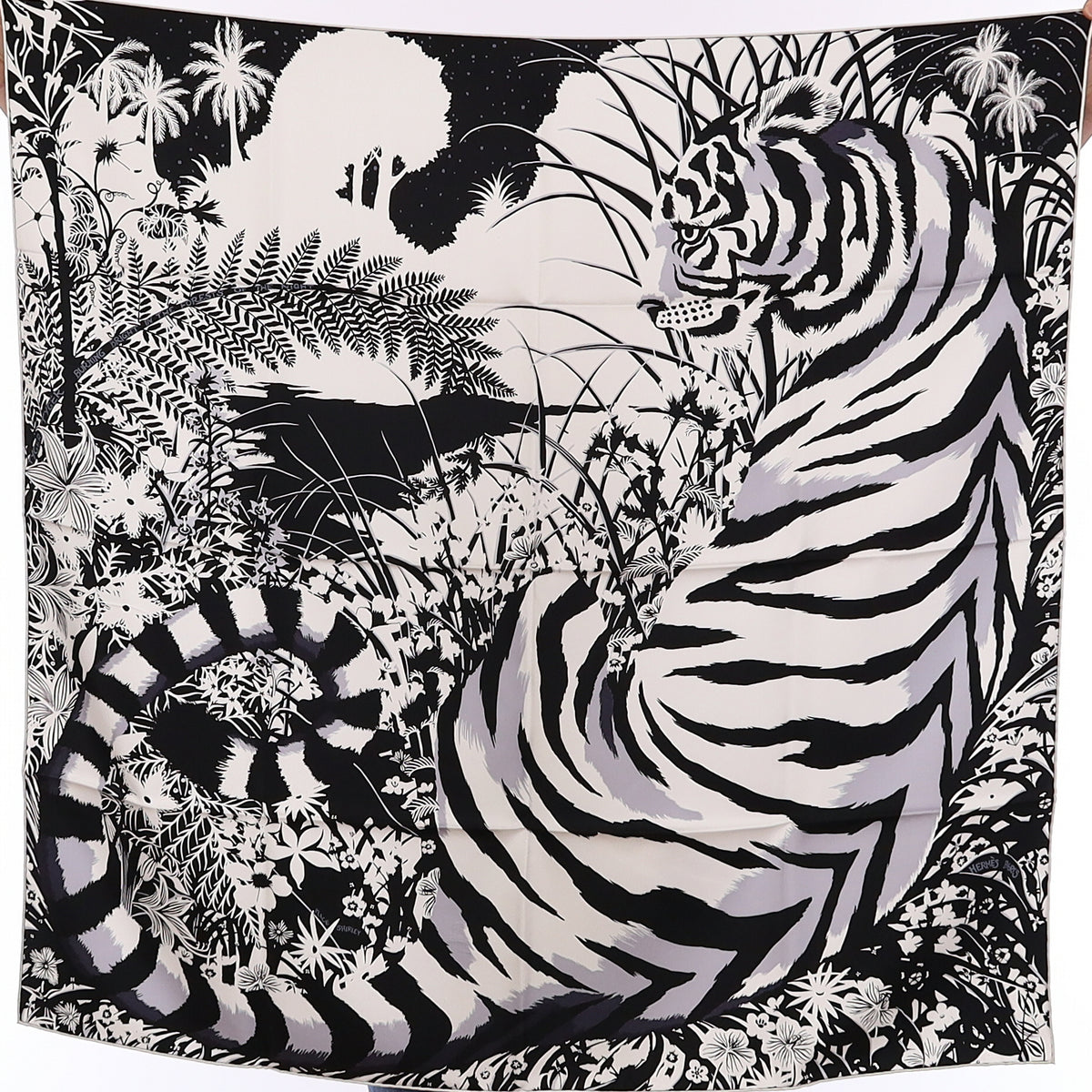 Brand New Boxed Hermès Tyger Tyger Silk Scarf Rare