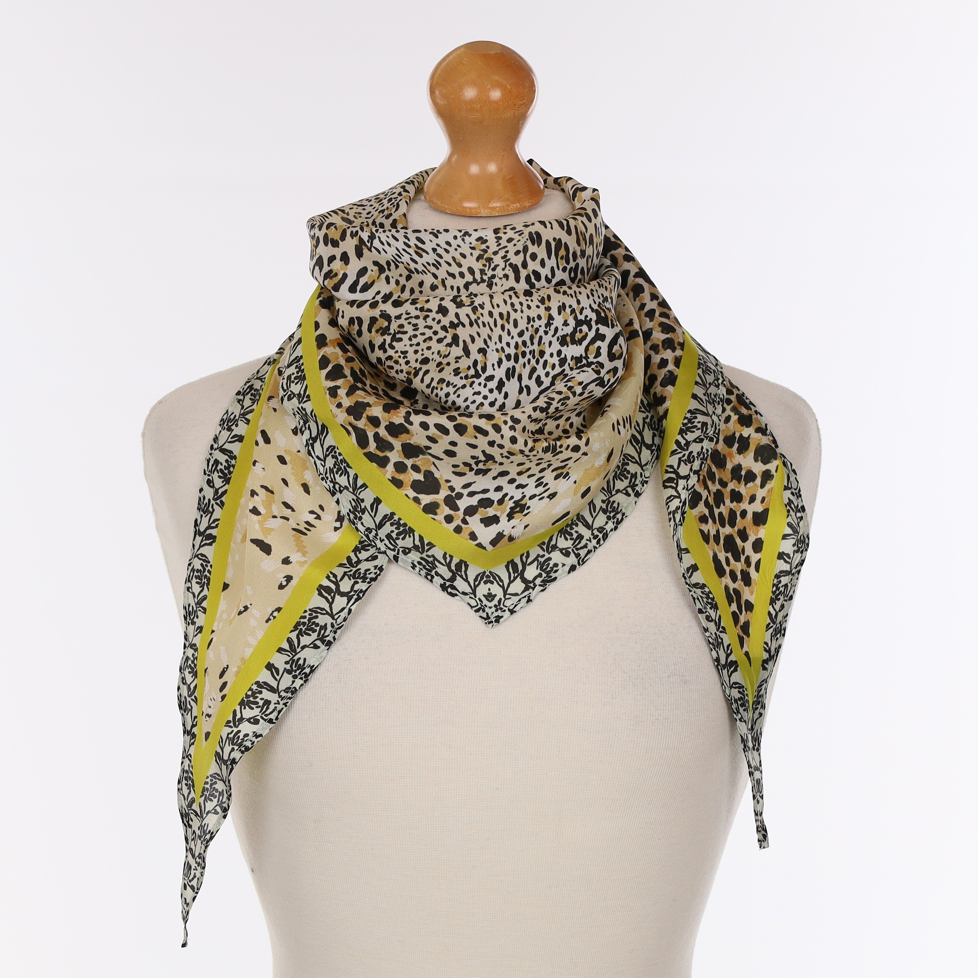 Pristine Anthropologie Leopard Print Silk Diamond Scarf