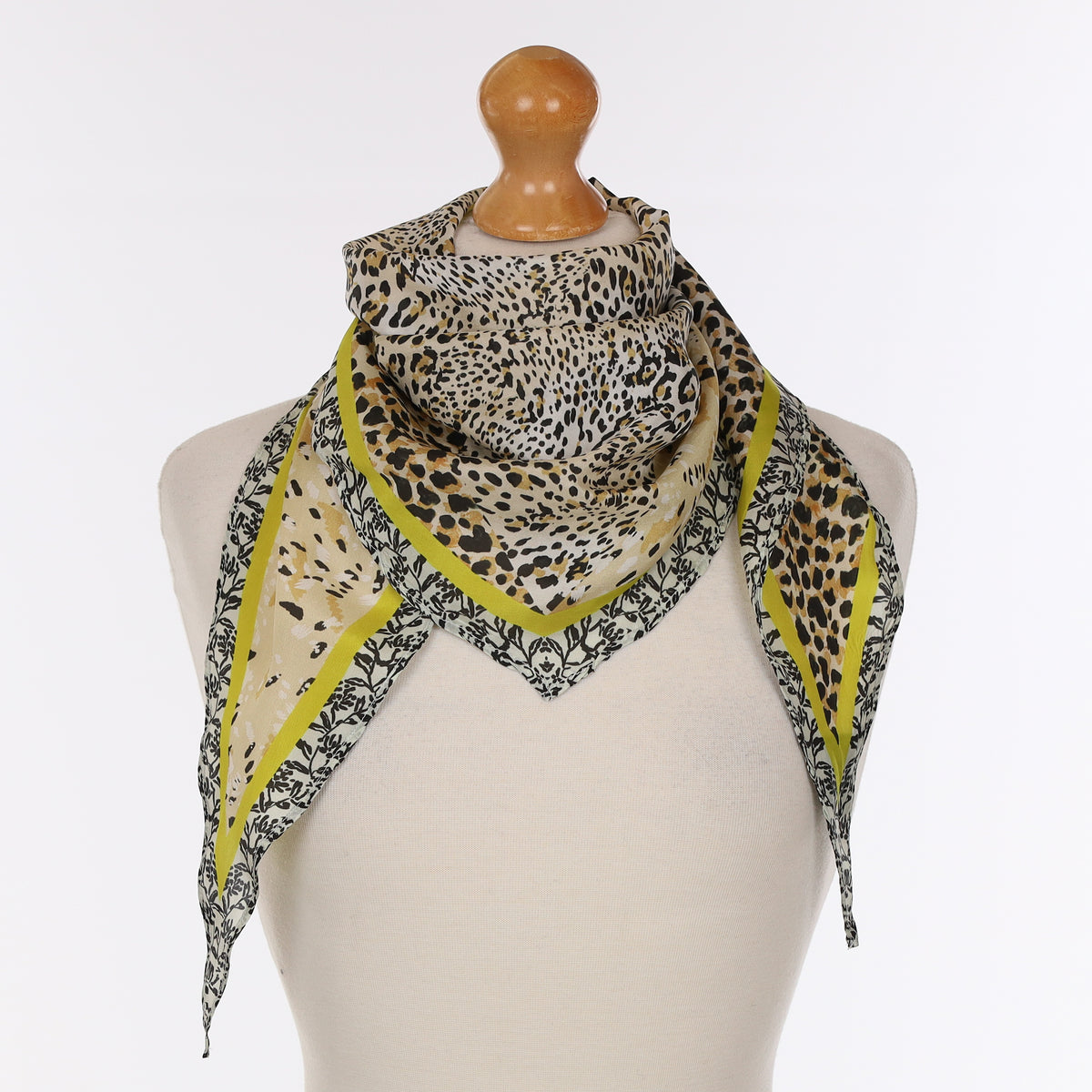 Pristine Anthropologie Leopard Print Silk Diamond Scarf