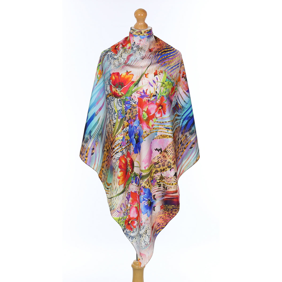 Lavinia Artistic Floral Design Silk Scarf