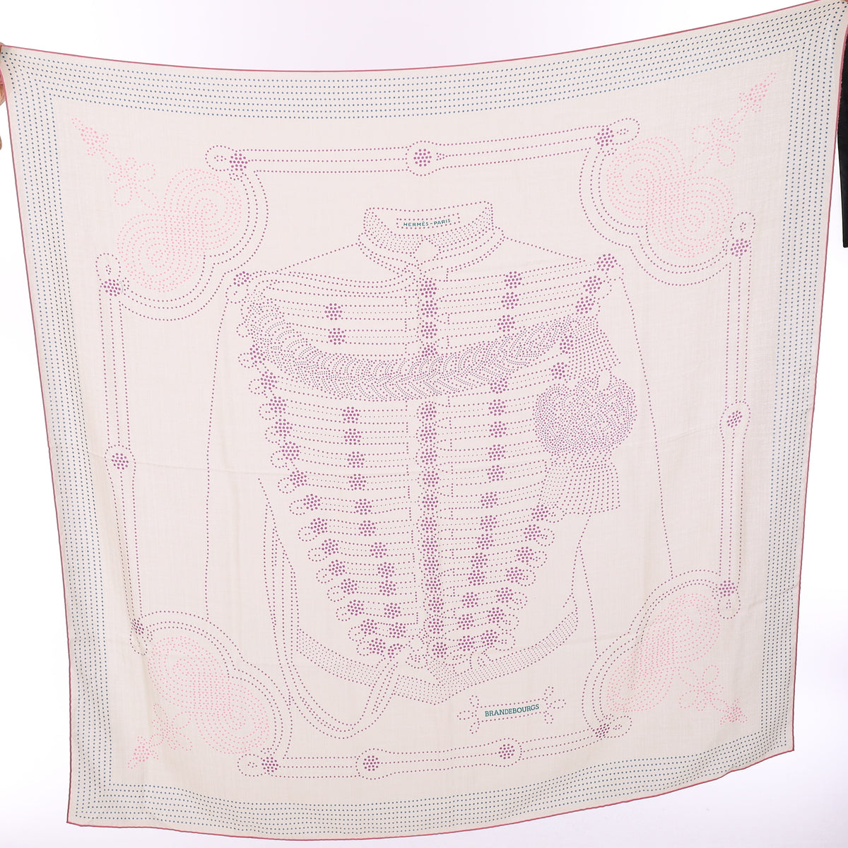 Pristine Boxed Hermès Brandebourgs Points Cashmere Blend Shawl 140
