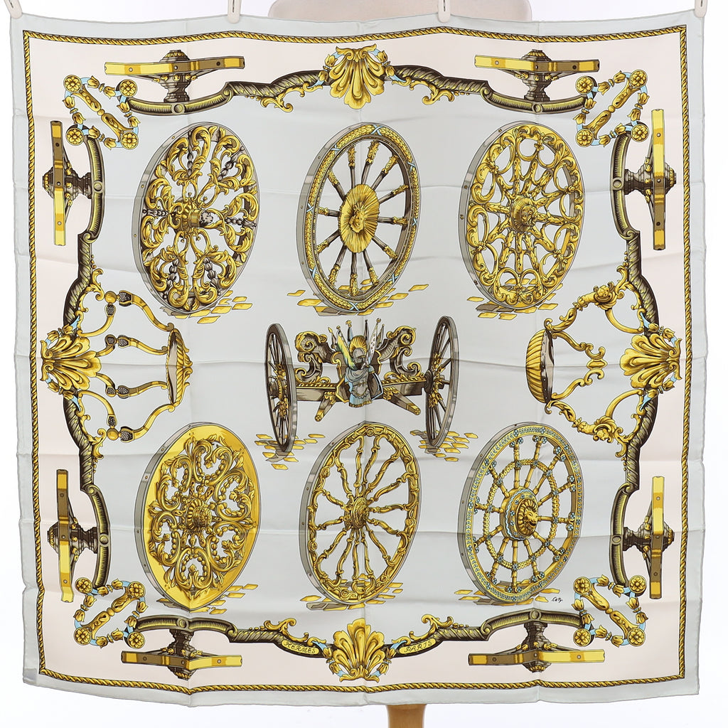 Brand New Boxed Hermès Les Roues de Canon Silk Scarf
