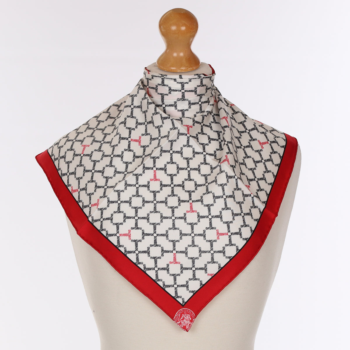Brand New Taittinger Red & Black Geometric Silk Pocket Square