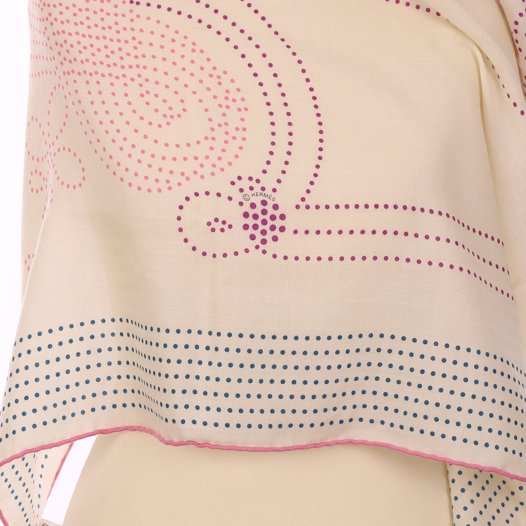 Pristine Boxed Hermès Brandebourgs Points Cashmere Blend Shawl 140