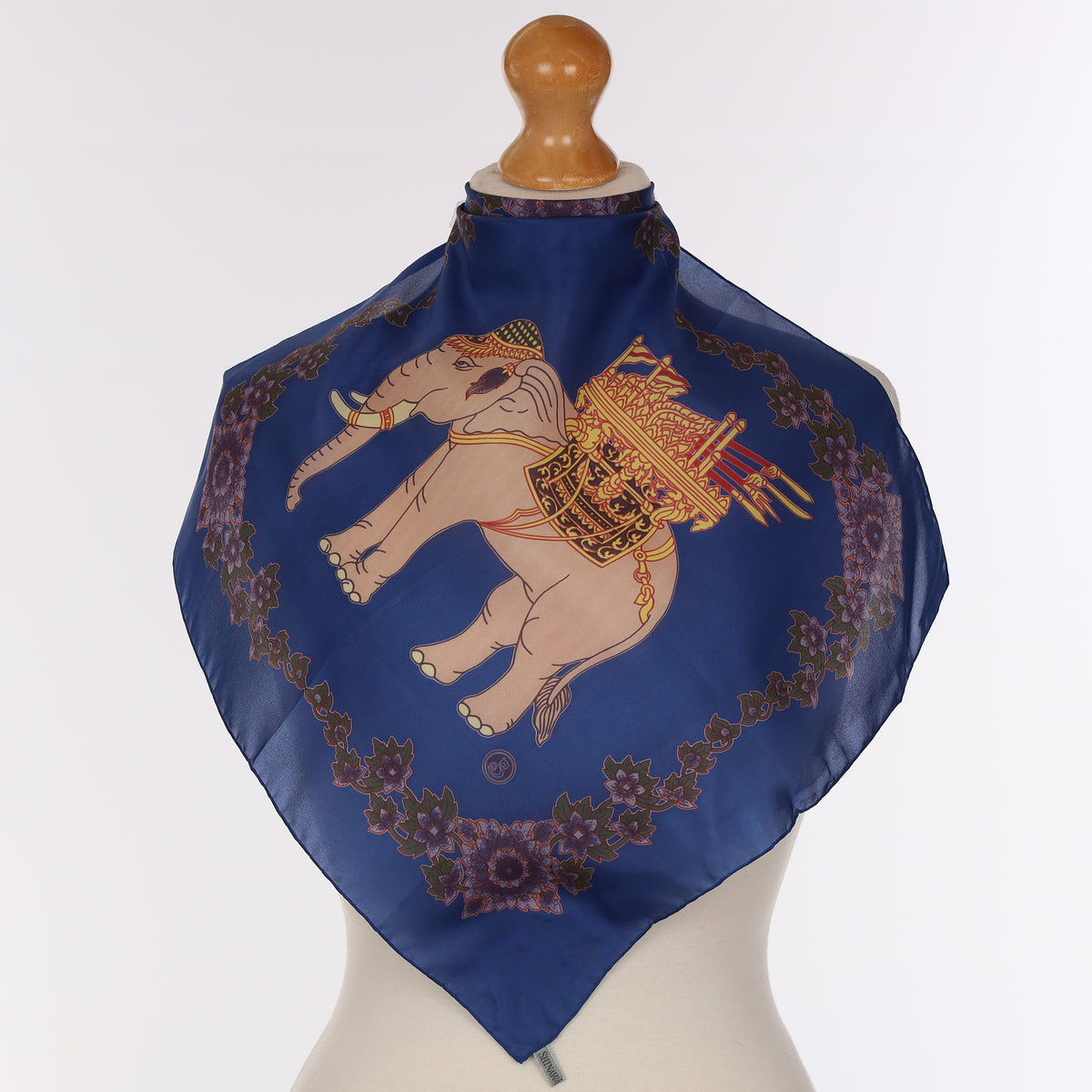 Brand New Blue Elephant Design Silk Pocket Square