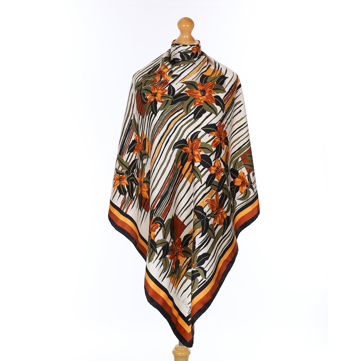 Richard Allan Burnt Orange Floral Vintage Silk Scarf