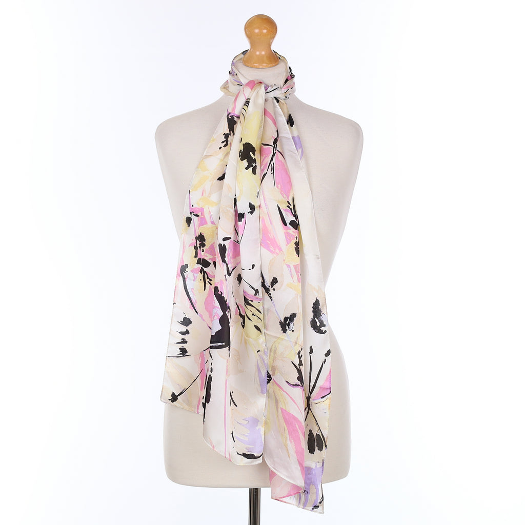 Pristine Pink Butterfly Design Silk Scarf