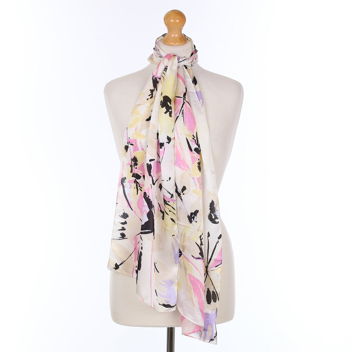 Pristine Pink Butterfly Design Silk Scarf