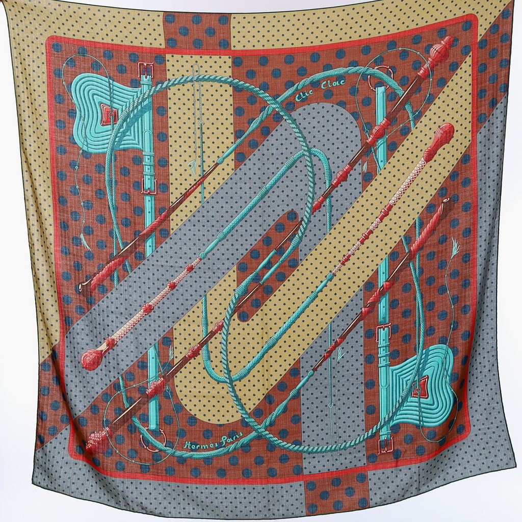 Boxed Hermès Clic Clac Cashmere and Silk Shawl
