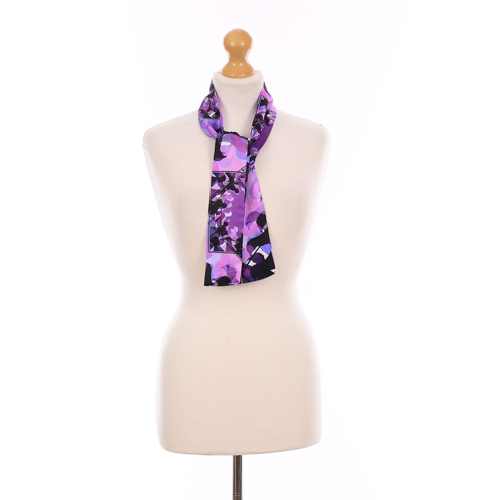 Brand New Bernie & Blue Purple Abstract Silk Twilly