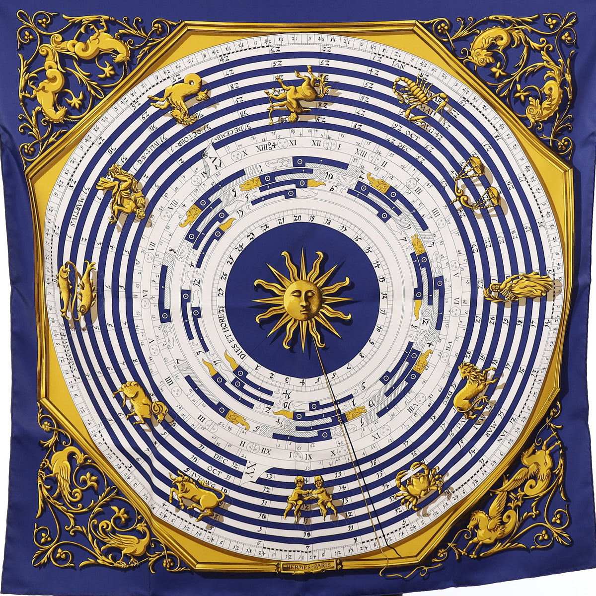 Boxed Hermès Dies et Hore Silk Scarf