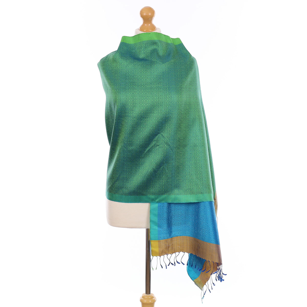 Brand New Jim Thompson Green and Blue Silk Wrap