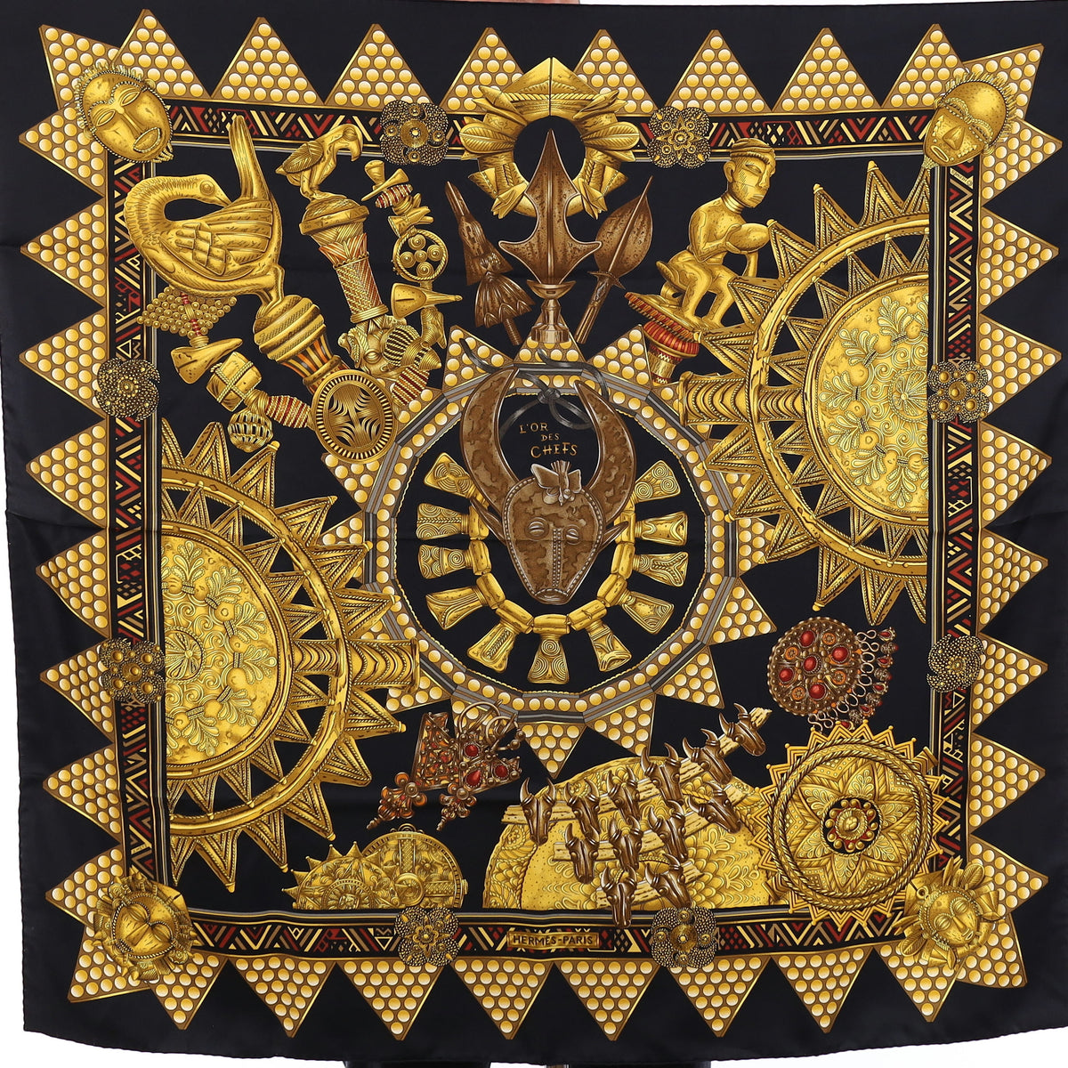 Pristine Boxed Hermès L'or des Chefs Silk Scarf
