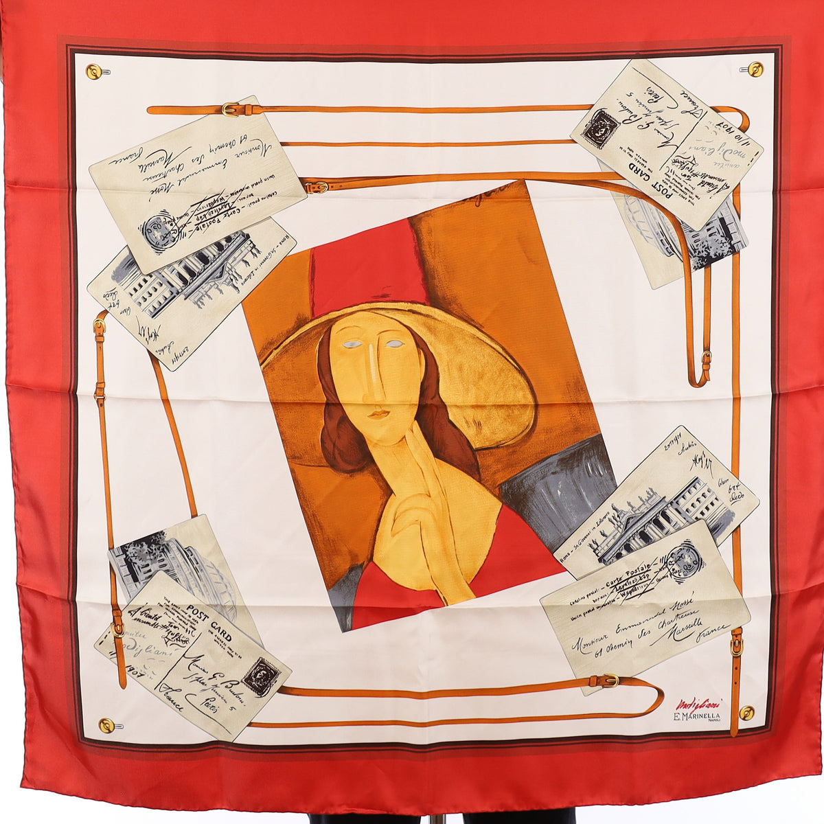 Brand New Boxed E.Marinella Portrait Silk Scarf