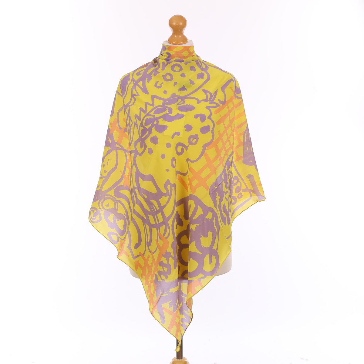 Brand New Boxed Tate Abstract Yellow Patterned Silk Scarf