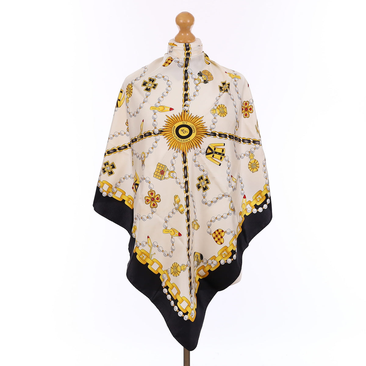 Boxed St John Black and Gold Silk Scarf